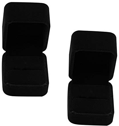 2 PCS Velvet Jewelry Gift Box for Rings, Earrings, Cufflinks - Small Wedding, Engagement, Anniversary, Birthday Present - Black