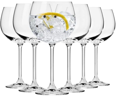 Krosno Gin Balloon & Water Glasses | 6-Piece Set | 16.2 oz | Venezia Collection | Perfect for Home, Restaurants and for Parties and Events | Dishwasher Safe | Lead-Free Crystal Glass