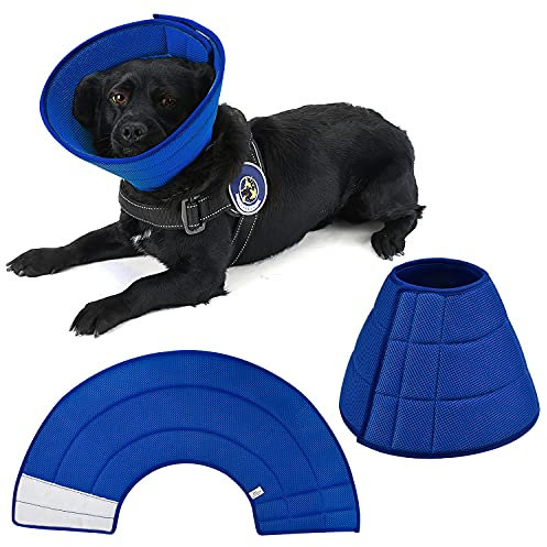 newsbirds Halskrause für Hund, Leichter bequem weich Recovery Elisabethanischer Kragen für Haustiere Verstellbares Schutzkragen für Hund Katzen,blau 4