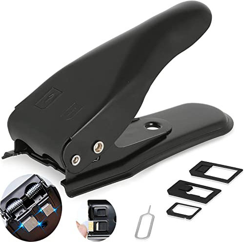 Taglierina per schede SIM per telefoni cellulari, micro SIM/Nano SIM, taglio 2 in 1 da scheda SIM standard a micro/micro a nano doppia sim, taglierina per schede SIM con 3 adattatori SIM e 1 perno di