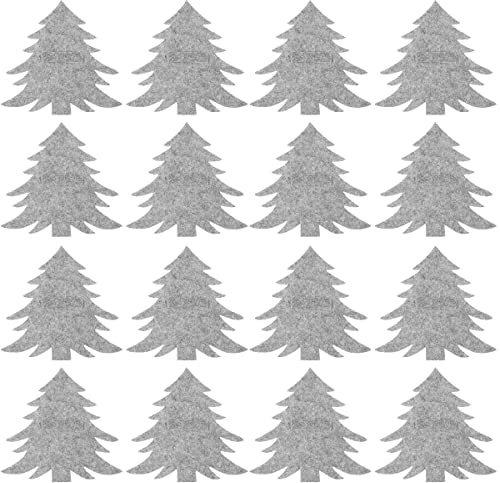 VALICLUD 16-StüCk Weihnachten Bestecktasche Weihnachtsbaum Besteckhalter grau Tannenbaum Besteckbeutel 16pcs Filz Christbaum Besteckhülle Messer Geschirr Tasche Beutel Xmas Tischdeko Weihnachtsdeko
