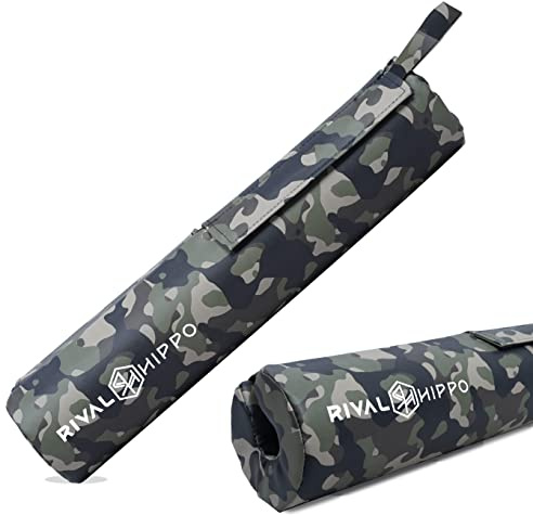 Premium Hip Thrust Pad Thick Squat Pad - Camo Barbell Pad Green for Squats Lunges Glute Bridges, Non-Slip Bar Pad, Built-In Safety Straps, PU Leather Cover - Olympic Bars and Smithmachine