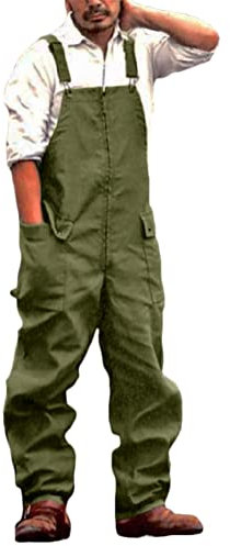 Tomwell Herren Denim Latzhose Overalls Jeanshose Männer Cargo Jeans Retro Jumpsuit Arbeitshose Arbeitslatzhosen Loose Fit Latzanzug Jumpsuit A Armeegrün S