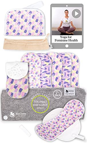 Öko Slipeinlagen waschbar mit rutschfestem Druck aus Bio Baumwolle (Größe S, 7er-Pack); dünne Slipeinlagen Damen, Mädchen; waschbar bei hoher T°; 100% Atmungsaktiv (kein PUL) für täglichen Ausfluss