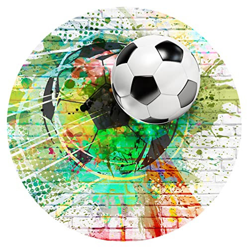 murando runde Fototapete selbstklebend Fußball 125x125 cm Tapeten Wandtapete XXL Moderne Wanddeko Design Wand Dekoration Wohnzimmer Schlafzimmer Büro Flur Ball Sport Graffiti 3D Effekt