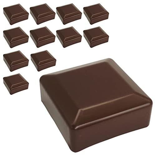 SKIR'CO Lot de 12 capuchons de poteau de clôture carrés en plastique marron 80 x 80 mm pour poteaux de clôture Marron RAL 8028