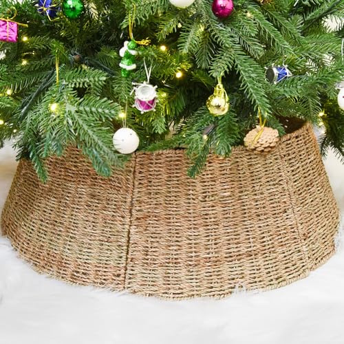 Rocinha Rattan-Weihnachtsbaum-Kragenkorb, rustikaler handgefertigter Baumring
