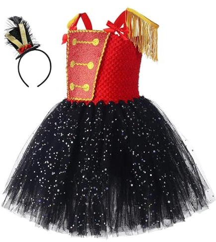 Samuliy Costume Casse-Noisette,Costume de Ballet de Noël - Jupe à gâteau sans Manches avec Bandeau Casse-Noisette Cirque Halloween Cosplay Tenues Costume pour Enfant