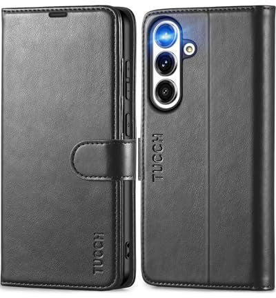 TUCCH Funda para Galaxy S24+ Plus 5G, Carcasa con Bloqueo RFID, Soporte Plegable, Ranura para Tarjeta Cierre Magnético Carcasa de TPU, Funda Cuero PU Compatible con Galaxy S24 Plus (6.7 2024), Negro