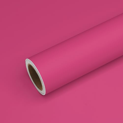 VEELIKE Dick Tapete Magenta Rosa Klebefolie Rosa Matt Möbelfolie Selbstklebende Folie Retro Tapeten Schlafzimmer Klebefolie Möbel Küchentapete Abwaschbar Schrankaufkleber Badezimmer 40cm×300cm
