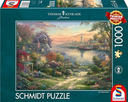 Schmidt Spiele 58785 Thomas Kinkade, New England Harbor, 1000 Teile Puzzle, bunt [Exklusiv bei Amazon]