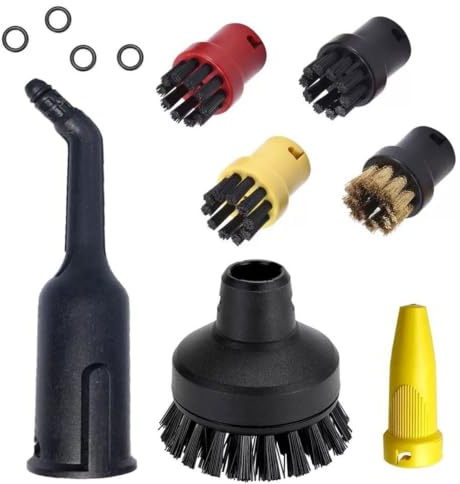 NIYATA 11 Stück Dampfreiniger-Zubehör für Kärcher, Zubehör für Dampfreiniger mit Düsen, Dichtungsringe, runde Bürsten, für Kärcher SC1 SC2 SC3 SC4 SC5 SC7 CTK10