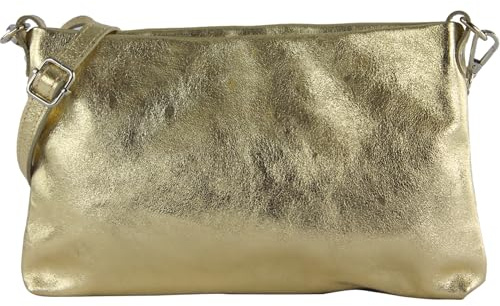 modamoda de T258 Damen Leder Umhängetasche Clutch 25x16x3 cm, handmade in Italy
