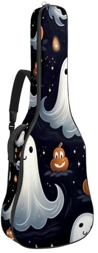 Bassgitarrentasche mit Halloween Gruseliger Boo Print 53, Akustikgitarrentasche 101,6 cm (40 Zoll) E-Gitarrenkoffer, wasserdichte Oxford E-Gitarre Gigbag für akustische klassische Gitarre, Ukulele,