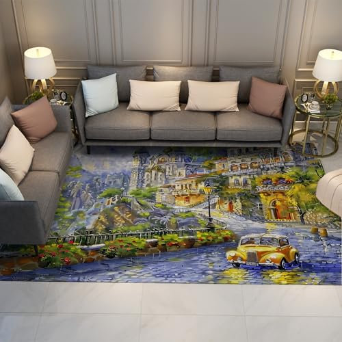 HOBBOY Fantasie Schloss Bereich Teppiche Märchenwelt Teppiche Romantik Straße Landschaft Fußmatte Eingang Terrasse Veranda Badezimmer Teppich Wohnkultur 80 x 150 cm