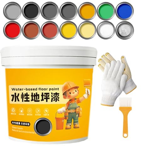 XIRUJNFD Waterproof Water-Based Epoxy Floor Paint, 300G, 1/2/3Pcs, Quick-Dry Anti-Slip, Concrete Floor Paint (Black)