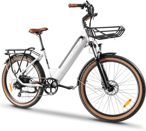 KAISDA Electric Bike 26 Zoll Elektrofahrrad E-Bike Pedelec Mit 250W Motor 36V 17.6Ah Abnehmbarem Li-ion Akku Bis Range 100km,7 Speed MTB Ebike for Adults,LCD Display,Weiß