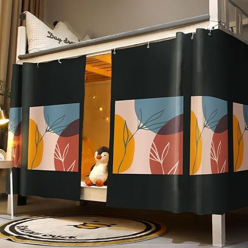 Bettvorhänge Verdunkelungstuch Etagenbett Zelt Vorhang Blackout Vorhänge Moskitonetz Hochbett Schlafzelt Schlafsaal Mid-Sleeper Bett Zelt Vorhang für Studentenwohnmein(Colorful,1.15m)