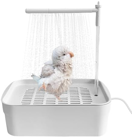 Wellensittich Dusche, Vogel Badehaus Badewanne, Vogeldusche Wellensittich, Wellensittich Badewanne, Automatische Haustier Vogeltränke, Multifunktionaler Vogeldusche Mit Zirkulierendem Wasser - Weiß