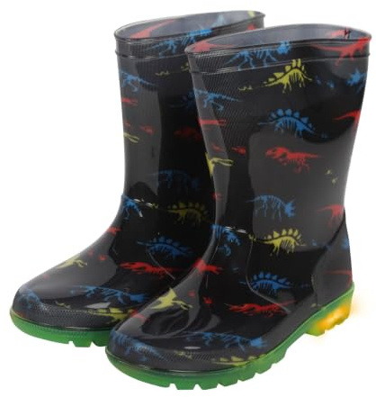 A2Z 4 Kids Botas de agua para niños y niñas, con estampado de dinosaurios, impermeables, antideslizantes, para exteriores, para días lluviosos y lodosos, para paseos en casa o escuela, tallas 4K a 2