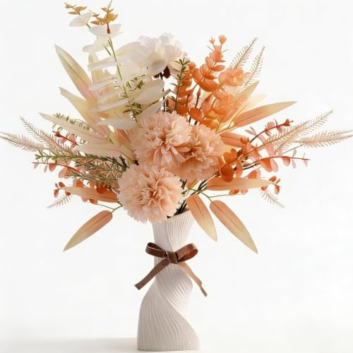 ZWLIYCHN Blumen Künstlich Wie Echt, Kunstblumen Herbst, Künstliche Pflanzen，Seidenblumen Deko，Zuhause Blumenstrauß für Zimmer Hochzeit Garten Arbeitszimmer Balkon Esszimmer Festival Deko(Champagner)