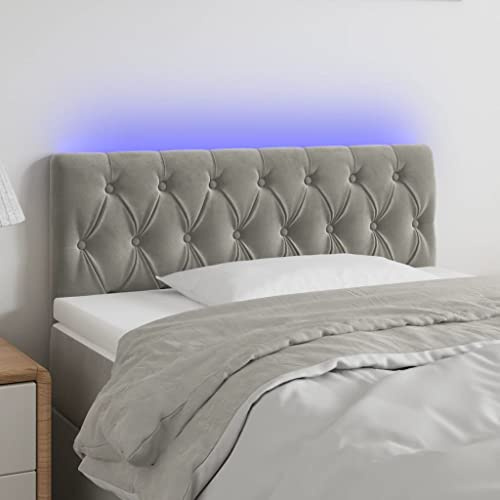 Qnhdfrt Samt LED Kopfteil Bett 100x7x78/88 cm Höhenverstellbar Modernes Design Weicher Wandkissen mit Buntem Licht für Schlafzimmer und Gästezimmer