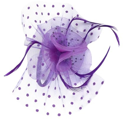 MAGICLULU Cappello Fascinator Vintage in Rete Fiori Viola Fascia per Chioma Elegante per Feste Matrimoni e Cosplay Copricapo da Carnevale Decorativo da Donna