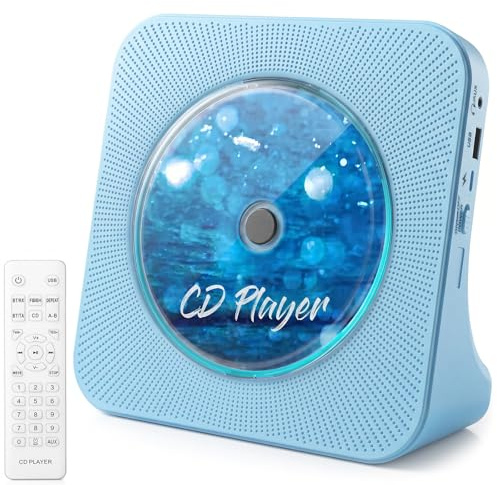 Gueray Radio mit CD Player Bluetooth mit Lautsprecher Anzeige Blau | CD-Player mit Fernbedienung Unterstützt USB/AUX Wiedergabe Kopfhöreranschluss Funktion zum automatisch Abschalten