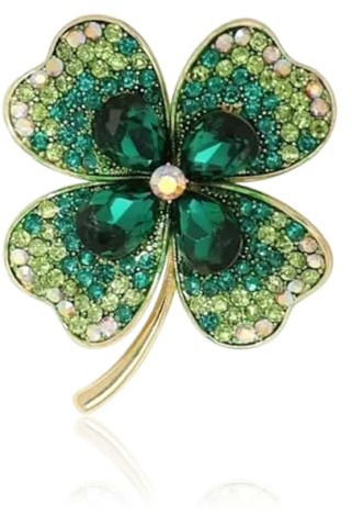 WUYJI Broches y alfileres para mujer 1 broche de trébol de cuatro hojas, broche de diamantes de imitación, broche para mujer, regalo para novia, decoración de fiesta, presente.
