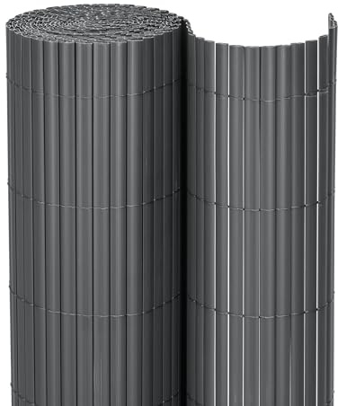 Springos PVC Sichtschutzmatte 500x120 cm - Wetterfester Sichtschutz Zaun Balkon Garten, Verstärkte Sichtschutzwand Zuschneidbar UV Beständig Robuste Zaunblende Grau Outdoor 1,4kg/m²