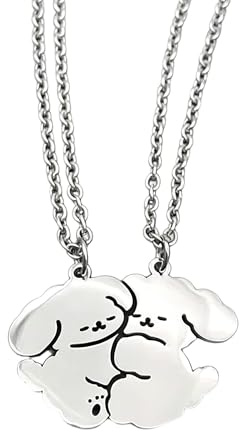 Larfraecy 2PCS Friendship Necklace Hugging Dog Bff Necklace for 2 girls, Matching Dogs Necklaces for Girls Women Men Couple, Best Friend Pendant Set for Birthday Anniversaries Back to School