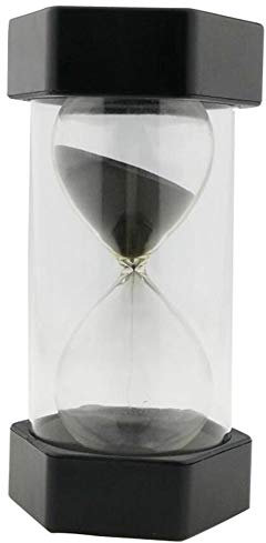 EQLEF 16cm Clessidra, 60 Minuti Clessidra Bambini Timer di Sabbia Clessidra Orologio Timer per Classe Cucina Giochi Ufficio Decorazione (Nero, 60 Minuti)