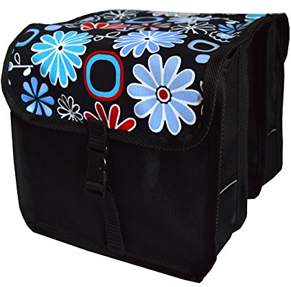 Beluko FAHRRADTASCHE Kinder Satteltasche Gepäckträgetasche Doppel 2 x 5l (2. Mini - Blumen)