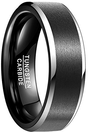 NUNCAD Ring Schwarz für Herren/Damen 8mm Unisex Ring aus Wolframcarbid für Hochzeitsring Verlobungsring Größe 65 (20.7)