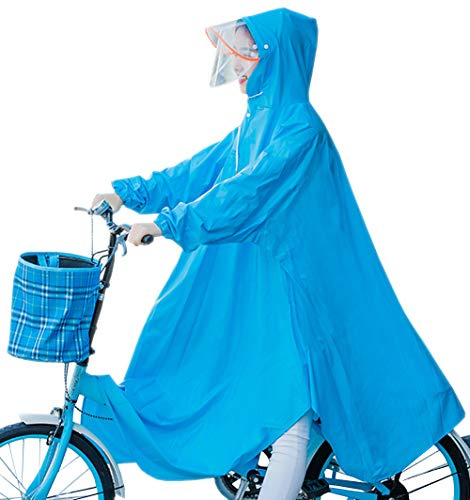 Bicycle Raincoat Adult Sleeved Bicycle Cycling Fashion Sleeved Outdoor Electric Bicycle Poncho (Sky Blue, XXL)