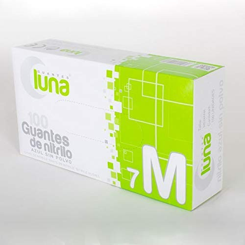 Guantes de Nitrilo Sin Polvo Caja 100 Unidades, Gran suavidad, flexibilidad y nivel máximo de destreza (M MEDIANO)