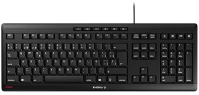 CHERRY STREAM KEYBOARD, teclado con cable, distribución de teclado español (QWERTY), teclas silenciosas, experiencia de tecleo única, diseño plano, negro