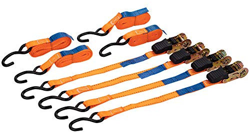 KATSU Correa de Amarre con Trinquete 4 x 500 kg 4,5 m Resistentes Tensor de Carraca Cinchas Correa Trinquete con Gancho, 25 mm de Ancho para Equipaje, Furgonetas, Coche 451805