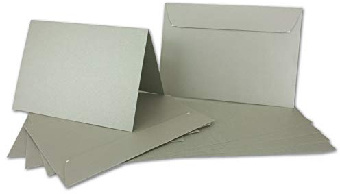 ARTOZ NORDANA 15x DIN A6 Faltkarten-Set mit DIN C6 Umschlägen - olive glow - 300 g/m² - 10,5 x 14,8 cm - schimmerndes Papier zum Basteln & Drucken