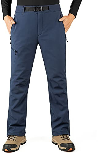 33,000ft Wanderhose Herren Wasserdicht Skihose Winddichte Thermohose Warme Gefütterte Snowboardhose Winter Atmungsaktive Softshellhose Trekkinghose Navy Blau 50