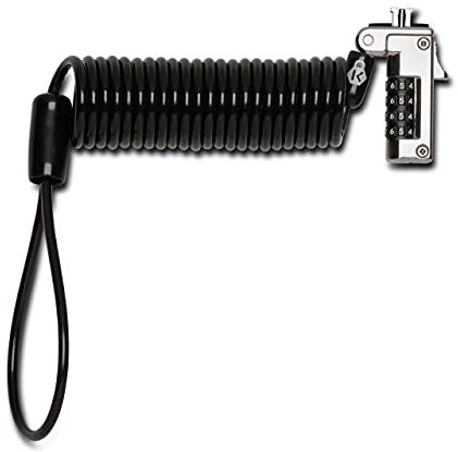 Kensington Slim NanoSaver Portable Combination Lock, Lockhead Security Protection with Self-Coiling Carbon Steel Cable, Pivoting Anti Theft Tether for Laptops & Devices (K60627WW)