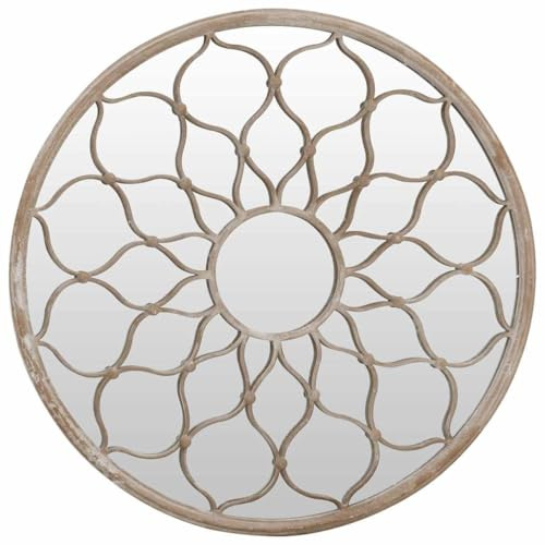 vidaXL Gartenspiegel Wandspiegel Hängespiegel Zierspiegel Dekospiegel Gartendeko Deko Spiegel für Außenbereich Sand 60x3cm Eisen Rund