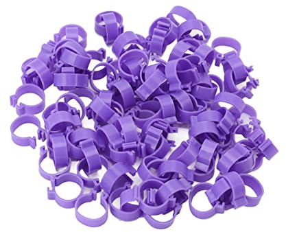 100 Stück GeflügelfußRinge, Gesundheitsbedarf, Vögel, Ente, Henne, Gänsebeine, Ringe, Clip, Kunststoff, Geflügel, Identifikation, Nummerierte Ringe (Lila)
