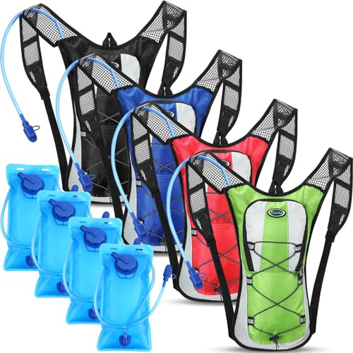 Chunful Hydration Backpack with 2L Water Bladder, Lightweight Hydration Pack Outdoor Water Backpack for Men Women Running Cycling Biking Climbing(Neutral Style,4 Pack)