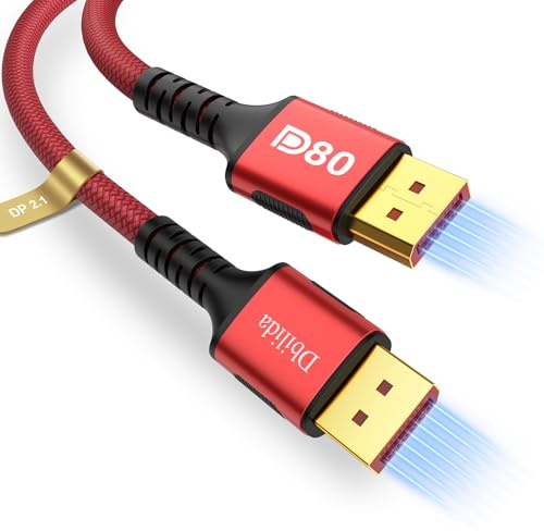 Dbilida VESA Zertifiziert 80Gbps DisplayPort Kabel 2.1 3M, 8K@240Hz, 4K@540Hz/360Hz/240Hz, DP 80 2.1 Kabel für FreeSync Gaming Monitore 5090/9070XT, S1334