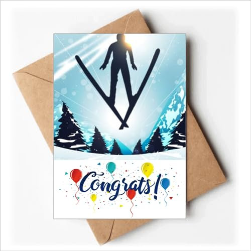 Wintersport Skifahren Baum Aquarell Hochzeit Karten Glückwunsch Gruß Umschläge