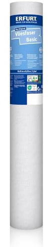 Erfurt Fleecefiber Basic 101, vit övermålningsbar fibertapet, vit tapet med struktur, 1 rulle 10,05 x 0,53 m