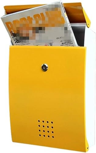 MAXCBD Boîte aux Lettres, boîte aux Lettres Murale rétro, boîte aux Lettres extérieure Plus épaisse et étanche avec Serrure, boîte aux Lettres (Jaune) (Rouge) (Color : Yellow)