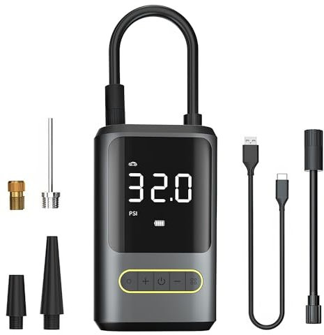 Compressore Aria Portatile Auto JESWO, Fino A 150 PSI Mini Compressore Portatile, Con Porta USB Type-C, Pompa Elettrica Per Auto, Moto, Biciclette, Palla