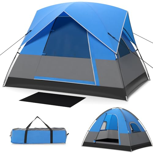 GOPLUS Campingzelt wasserdicht für 2-3 Personen, Kuppelzelt Ultraleicht mit Regenschutz, Fenstern & PE-Bodenplane, Zelt Outdoor tragbar mit Tasche, Rucksackzelt Winddicht für Reise Trekking Camping